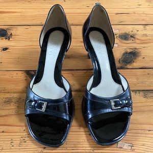 Franco Sarto Patent Leather Kitten Heels (Black)